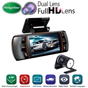 

Dual Lens Mini Auto Car DVR Vehicle Camera Video Recorder Full HD 1080P 2.7" LCD Night Vision Dash Cam with Rear Camera Parking