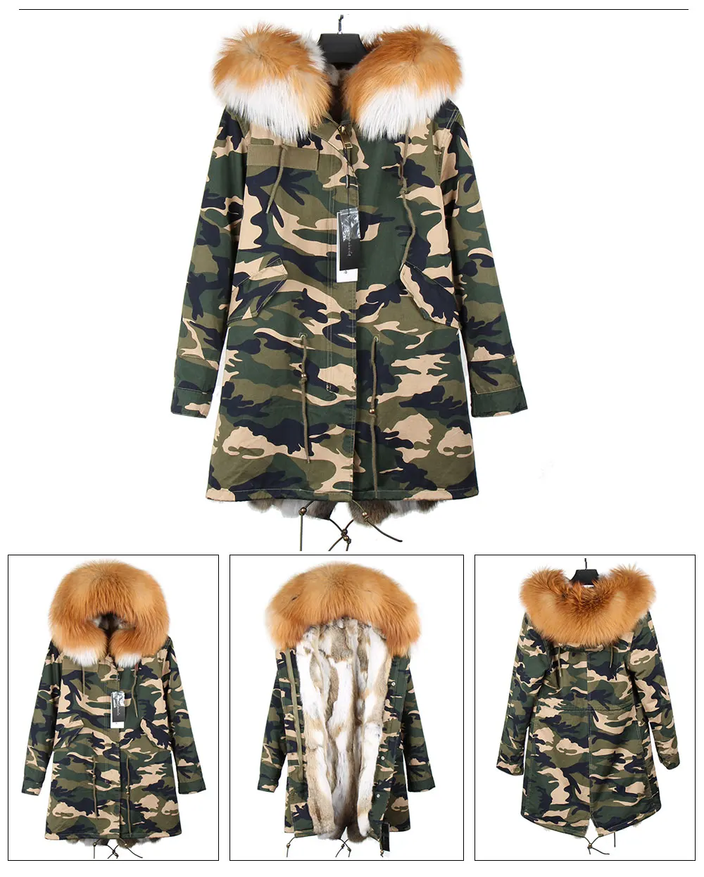 Новое модное зимнее женское пальто Теплая куртка Высокое качество Натуральный мех енота Натуральный мех кролика подклад