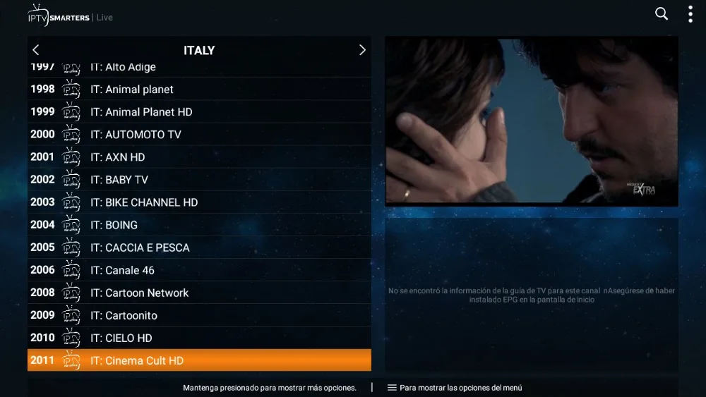 IPTV Italia molto stabile, suscripcion per3, 6 e 12 mesi, M3U, con quasia tutti icanali sportivi VOD garanzia