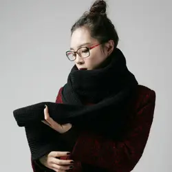 Унисекс Зимние Модные однотонные Цвет Шарфы для женщин Обертывания трикотажные теплые пара шарф