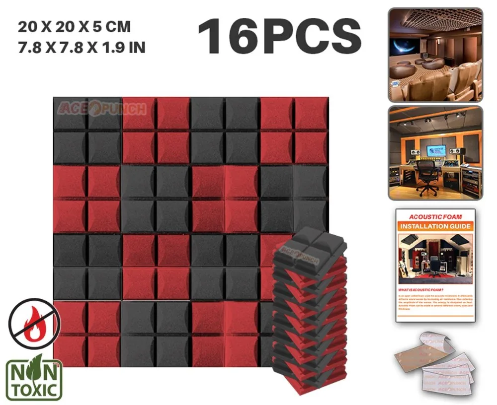 

Arrowzoom 16 pcs Pack Color Combination 7.8" x 7.8" x 1.9" Hemisphere Grid Tile Sound Absorbing Panel Acoustic Foam Treatment