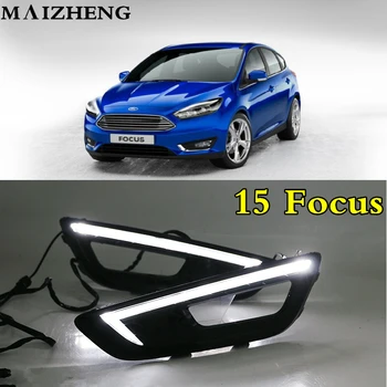 

Turn signal and dimming style Relay 12V LED Car DRL daytime running lights with fog lamp hole for Ford Focus 4 2015 2016 2017