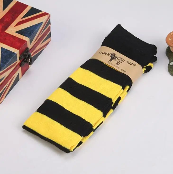 Halloween Lovely Student Anime Cosplay Strip Long Stocking For Girl Thigh High Over Kneel Sock Sexy Women Warm Onesize Stockings - Цвет: black yellow