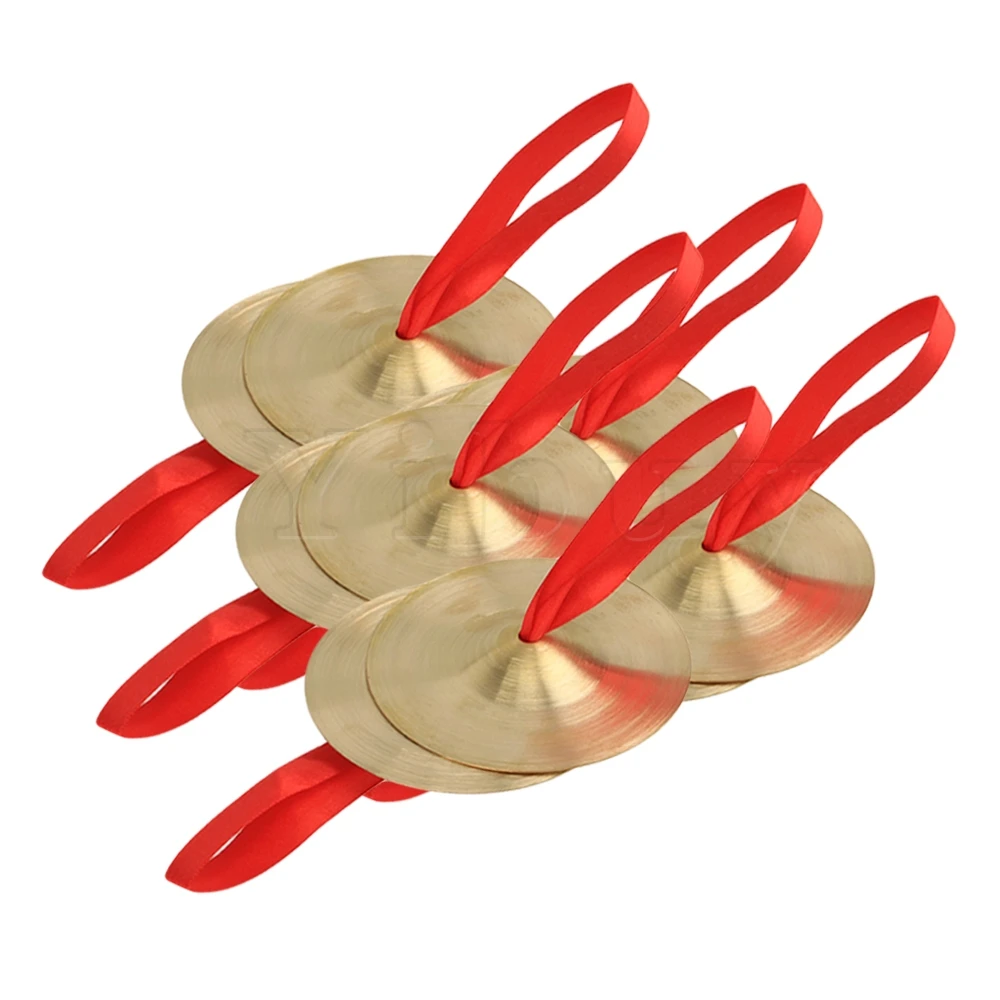 Yibuy 10 PCS Small Percussion Copper Cymbals with Rope Kids Children