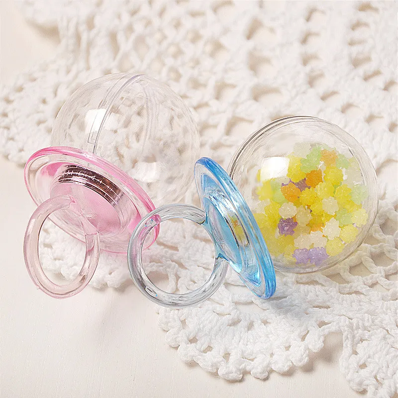 

60pcs Baby Nipple Plastic Chocolate Box Clear Plastic Candy Bottle Box Wedding Baby Shower Baptism Party Favors and Gifts