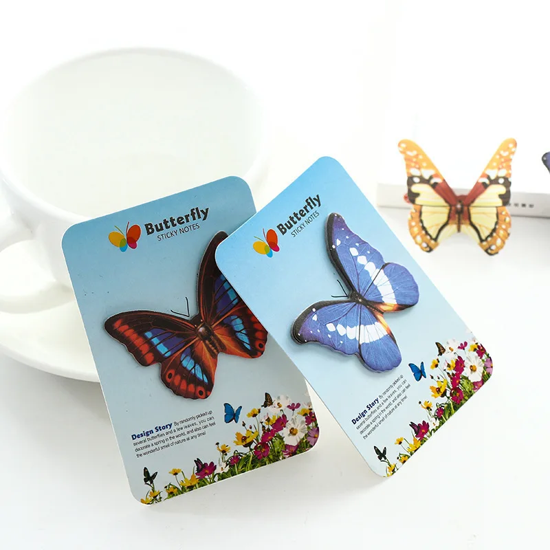 

2PCS New Creative Cute Butterfly Shape Novelty Self Adhesive Memo Pad Sticky Note Memo Post Note Gift Stationery