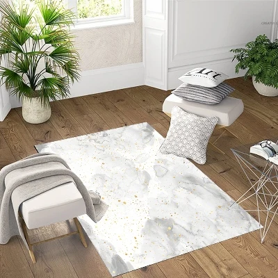 Серый облака золотой с желтыми точками геометрический 3d принт Нескользящая микрофибра Гостиная декоративный современный моющийся коврик