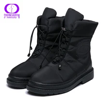 AIMEIGAO/высококачественные теплые зимние женские ботинки на меху; женские водонепроницаемые ботинки с плюшевой стелькой; зимние ботинки черного цвета