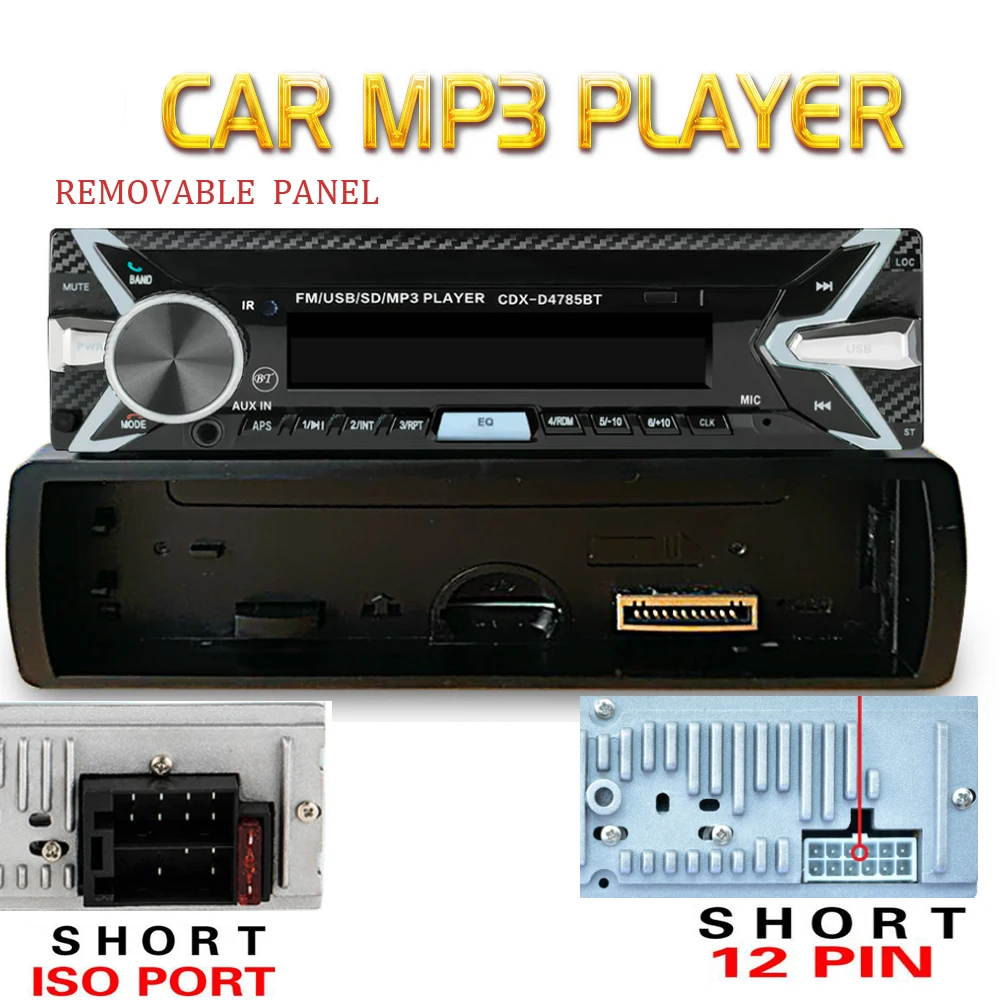 Съемный автомобильный Радио MP3 аудио плеер Bluetooth AUX USB SD MMC стерео FM Авто