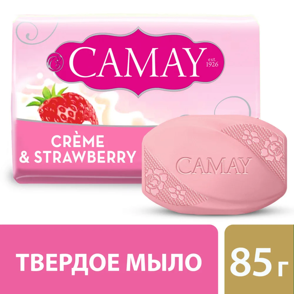Camay мыло 85г creme$strawberry клубника со сливками (48шт/у) (6221155023636)