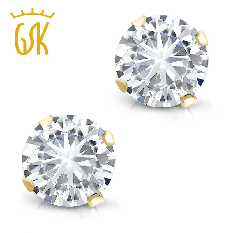 Charles & Colvard 0.60 cttw Moissanite Redonda 14 K Oro Amarillo Stud Pendientes Para Las Mujeres Joyería Moissanite
