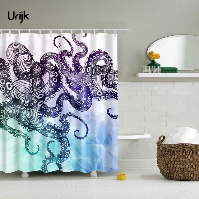 Urijk 1pc Colorful Octopus Bathroom Curtain Bath Products Urijk 1pc Colorful Octopus Bathroom Curtain Bath Products Decor With Hooks Waterproof Curtains Eco