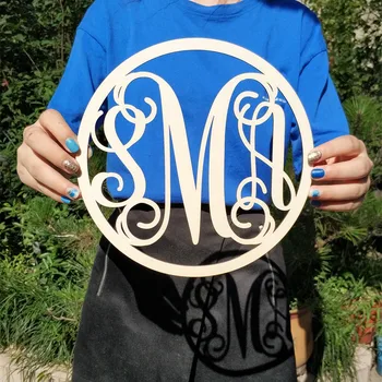 

Personalized Circle Monogram Wall Hanging Custom Unpainted Vine Letters Wall Plaque Baby Shower Wedding Engagement Gift