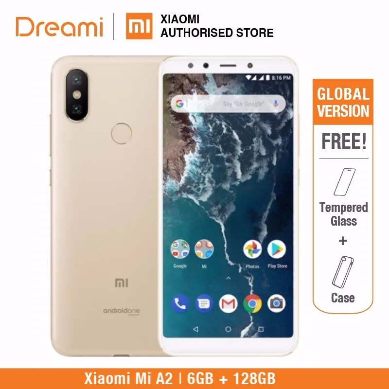 Глобальная версия Xiaomi Mi A2 128 GB Встроенная память 6 ГБ Оперативная память - Цвет: Gold 128GB