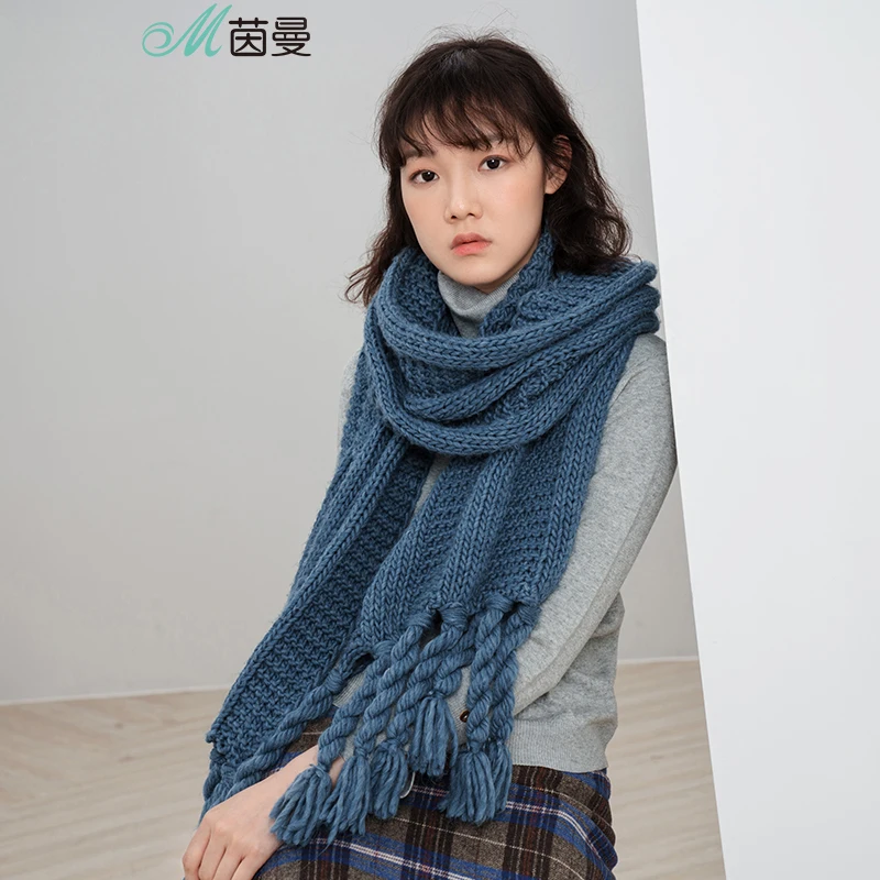 Ceny INMAN jesienno zimowa New Arrival kobieca solidna kolorowa wełna Twisted Braid Tassel gruby szalik