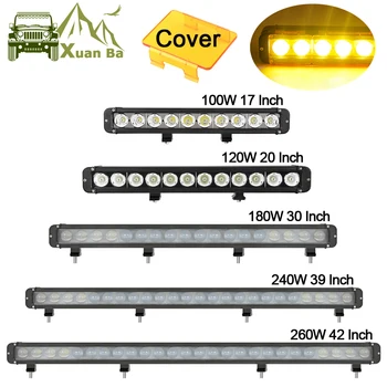 

Single Row Amber Led Light Bar Spot Flood Combo Beam For 4x4 Offroad Uaz ATV SUV Tractor Truck Boat 12V 24V Driving Barr Lights