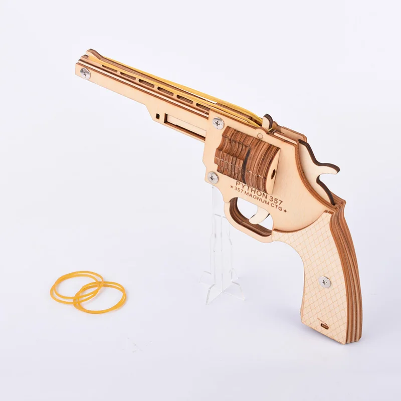 Револьвер пистолет с резиновой лентой 3D diy diorama a детские игрушки револьвер pistola arma