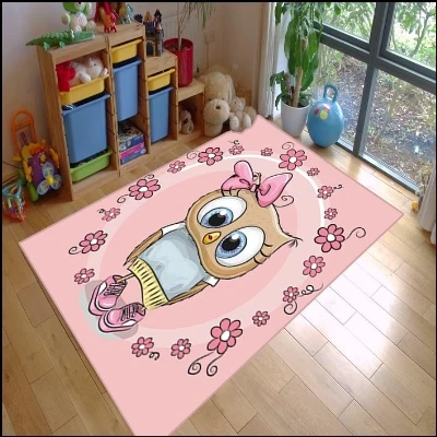 

Else Pink Sweet Cute Owl Animal Baby Girls 3d Print Non Slip Microfiber Children Kids Room Decorative Area Rug Kids Mat