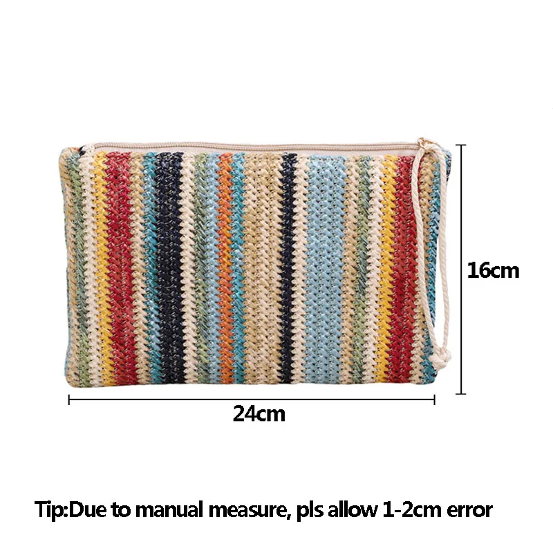 Women Daily Clutch Bag Female INS Popular Stripe Lady Mini Knitted Casual Handbag Holiday Hot Summer Beach Straw Bags SS3156 (13)