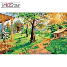 Рамка масляная краска DIY Краска ing по номерам Рисунок Картина-Раскраска по номерам украшение дома для гостиной стены книги по искусству дом дерево