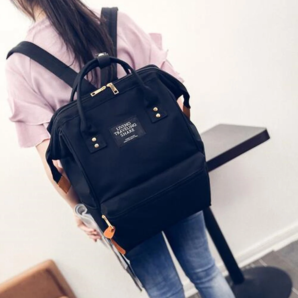 Женская дорожная сумка, рюкзак для ноутбука на плечо, школьная сумка, сумка-тоут - Цвет: Черный