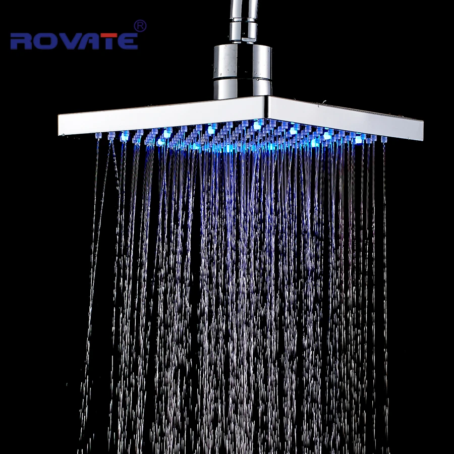 Buy LED Square Rain Shower Head Wall Ceiling Mounted Top Over head Waterfall Shower Sprayer 8