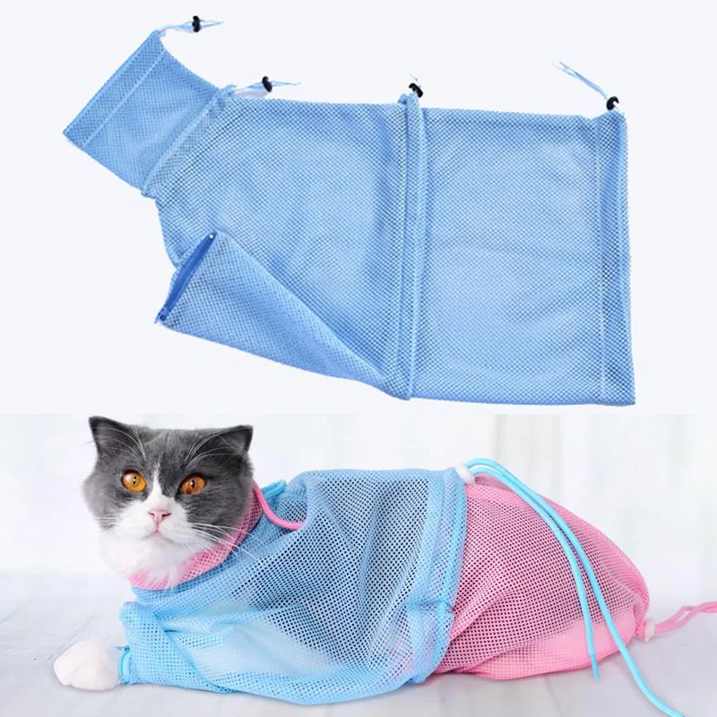 

Breatheable Pet Cats Grooming Bathing Mesh Cloth Bags No Scratching Biting Restraint Bag For Cat Nail Trimming Protection Mesh