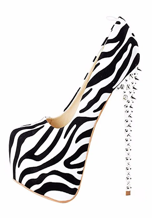 

2018 Slippers Womens Leopard/Zebra Printed Stiletto Rivet High Heels Pumps With Platform Plus Size Ladies Casual Shoes For Party