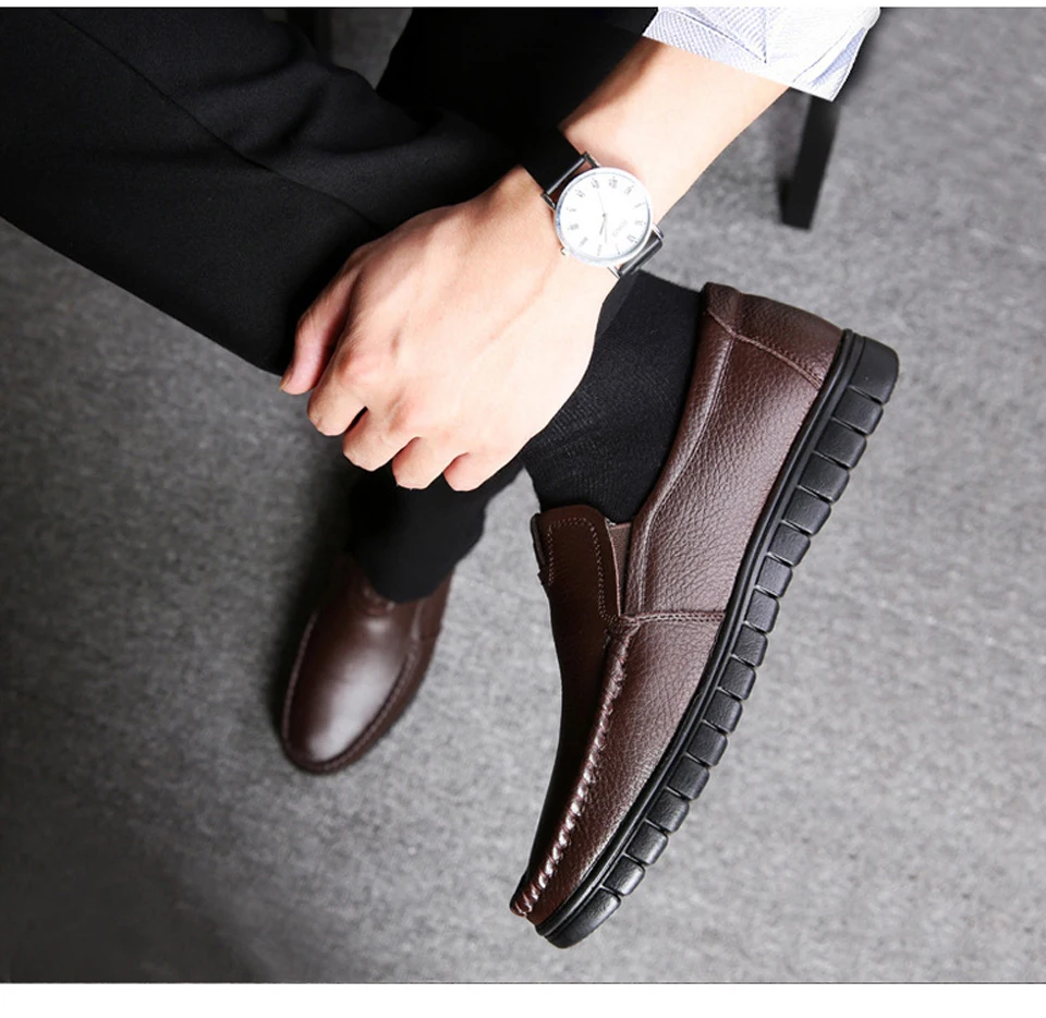 CAMEL/весенние мужские туфли кожаные мужские лоферы, Нескользящие повседневные износостойкие мужские деловые туфли для среднего возраста с мягкой подошвой 38-45