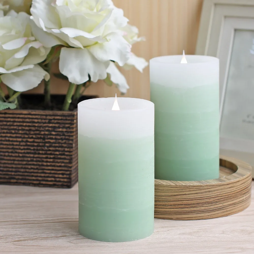 yk13011 3d flame led candle flameless green with remote control a auto timer