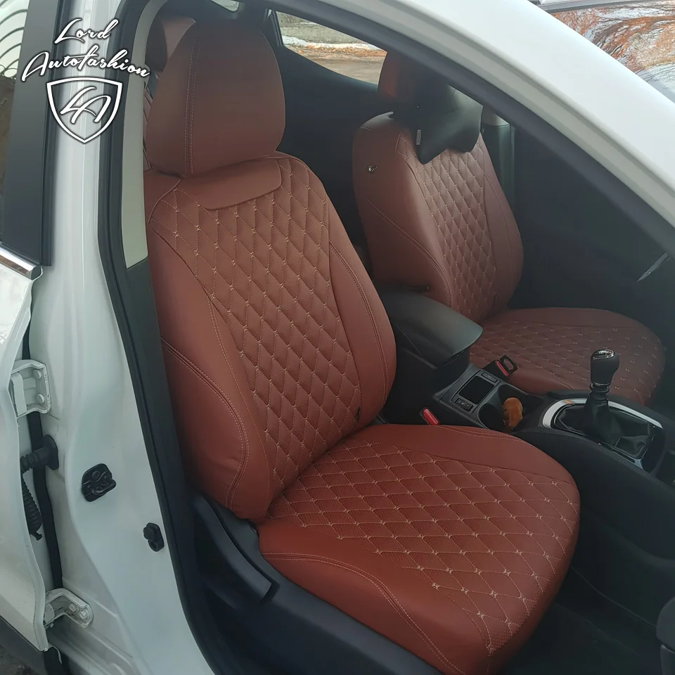 Для Nissan Qashqai J11 2014- Модельные авточехлы из экокожи (Модель Байрон) | Автомобили и