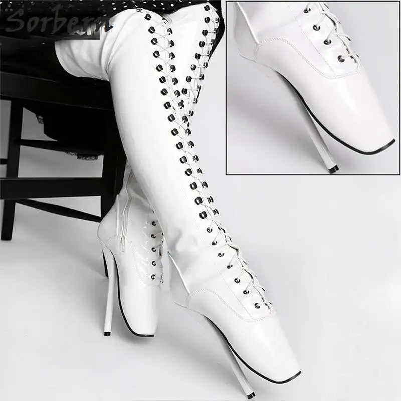 

Sorbern Women High Thin Heels Boots Over Knee Length Lace Up Plus Size EU36-46 Ladies Luxury Boots For Gay Cosplay Boot