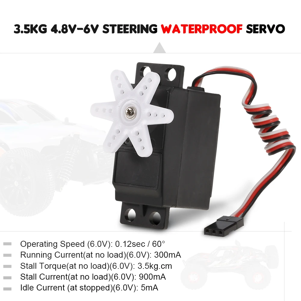 3.5KG Steering Servo 4.8V-6V 0.10sec60 Plastic Gear Waterproof Servo for 110 112 RC Car Truck Vehicle Parts Accessories (3)