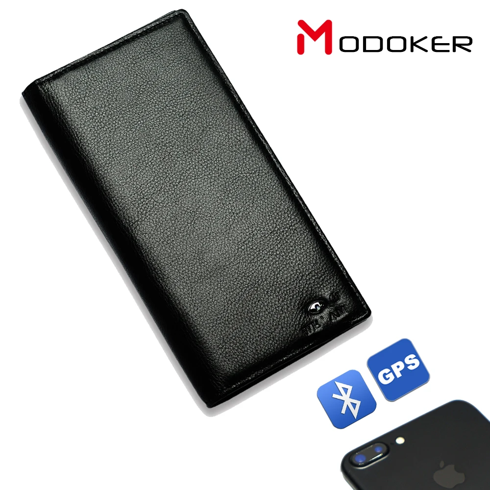 Modoker Высокое качество Натуральная кожа мужские кошельки анти-потеря с Bluetooth usb зарядка смарт-кошелек