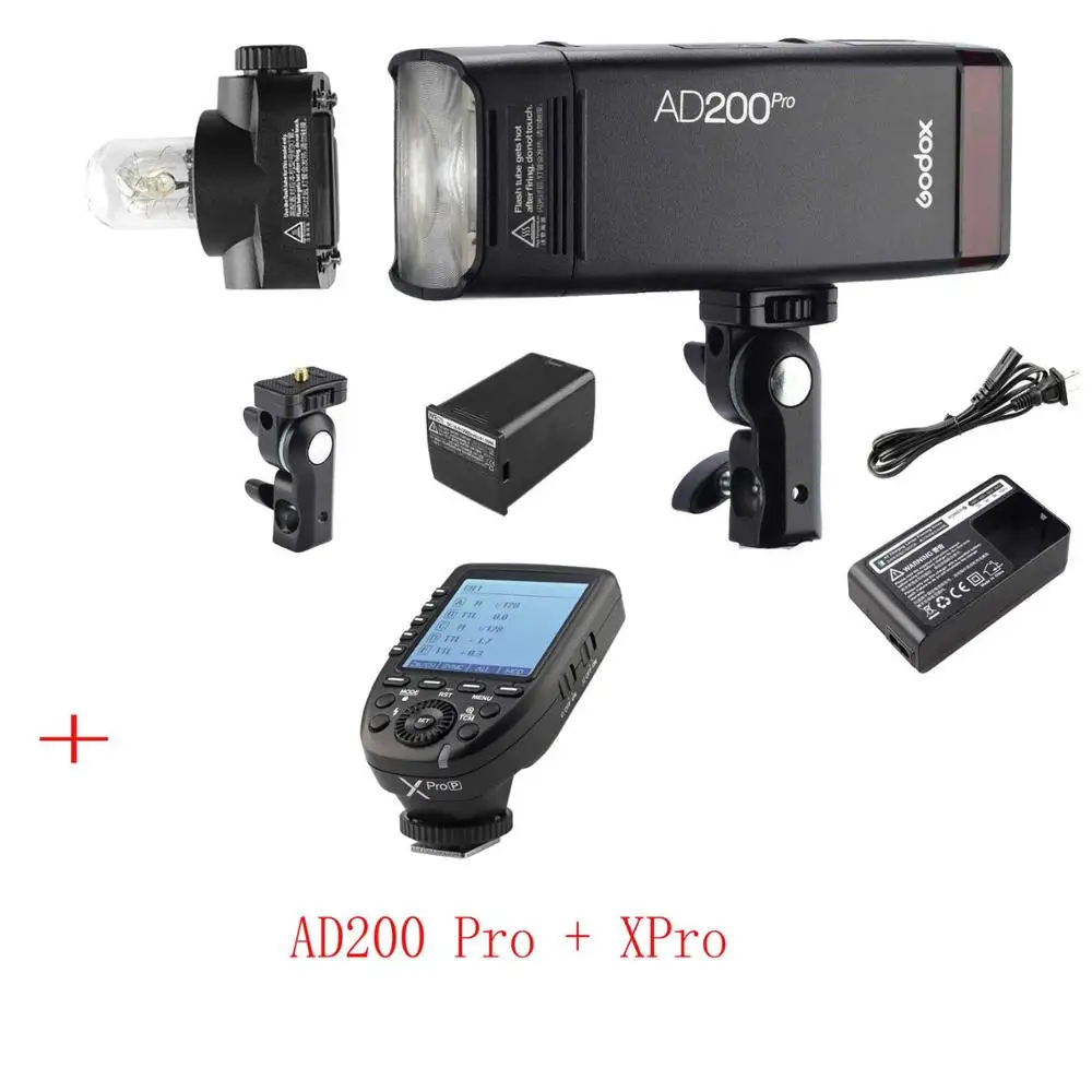 Godox AD200 Pro AD200Pro 200Ws 2,4G Вспышка стробоскоп 2900mAh батарея голая лампа Speedlite френель головка для DSLR вспышка для фотоаппарата - Цвет: withxpro