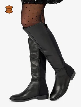 

High boots leather and fabric