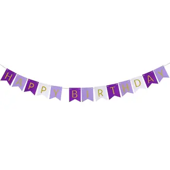 

Purple Happy Birthday Bunting Banner with Shiny Gold Letters Party Supplies