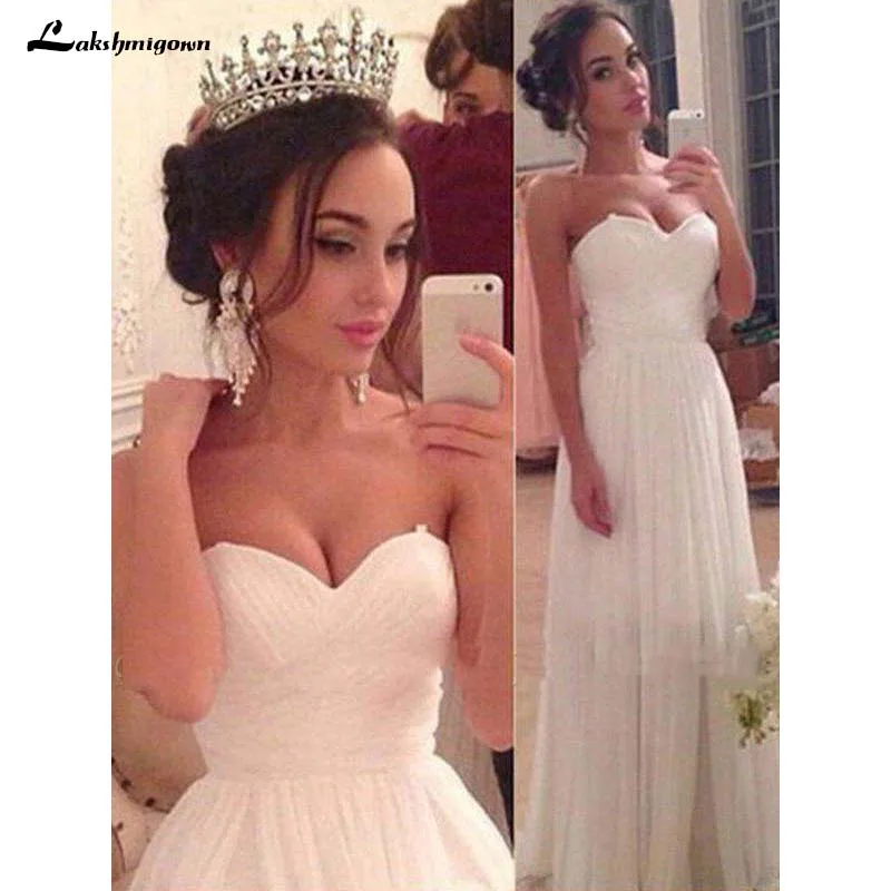 

Chiffon Floor-Length A-Line Wedding Dresses Sleeveless Sweetheart Ruffles Bridal Gowns vestido de noiva