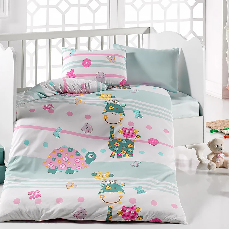 Леди Мода Caretta 4 шт. Комплект постельного белья для малышей 100x150 см детская кроватка набор 100% хлопок мультфильм детское постельное белье из