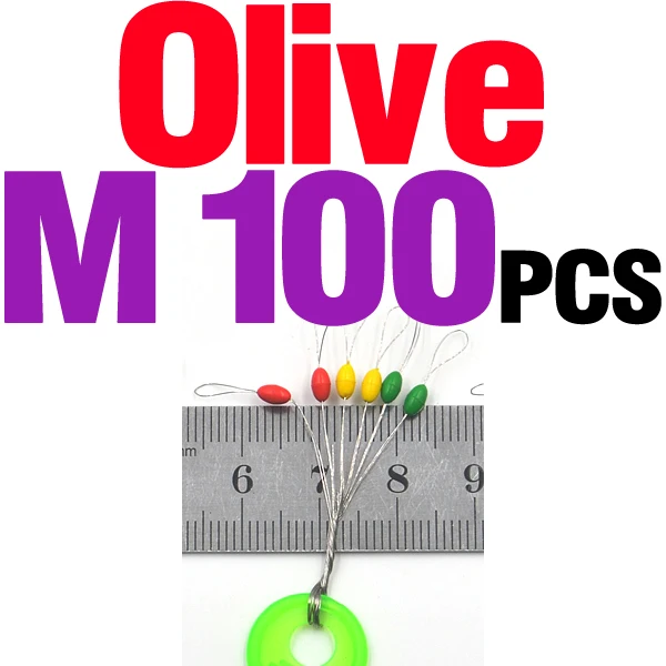 MNFT 100 наборов [600 шт] оливки и цилиндрические рыболовные космические бобы красочные пробки плавающий Поплавковый соединитель сиденья для рыболовных снастей - Цвет: M 100Set Olive