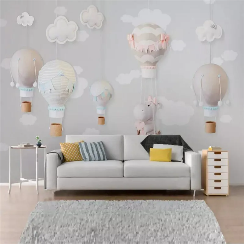 

Simple cartoon balloon children's room background wall professional making murals, wallpaper wholesale, custom poster photo wall