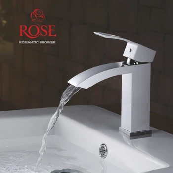 

ROSE basin mixer, Basin faucet chrome plated, brass faucet for water, white chrome, for hot and cold water R1501F