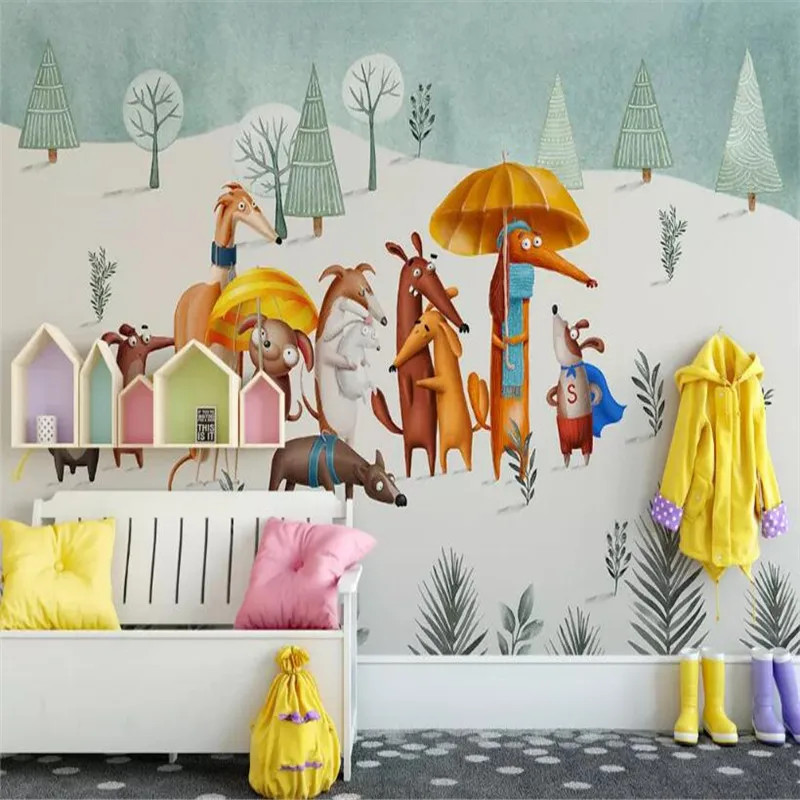 Modern minimalist cartoon puppy personality children's room background wall custom large indoor wallpaper mural 3D photo wall Modern minimalist cartoon puppy personality children's room background wall custom large indoor wallpaper mural 3D photo wall