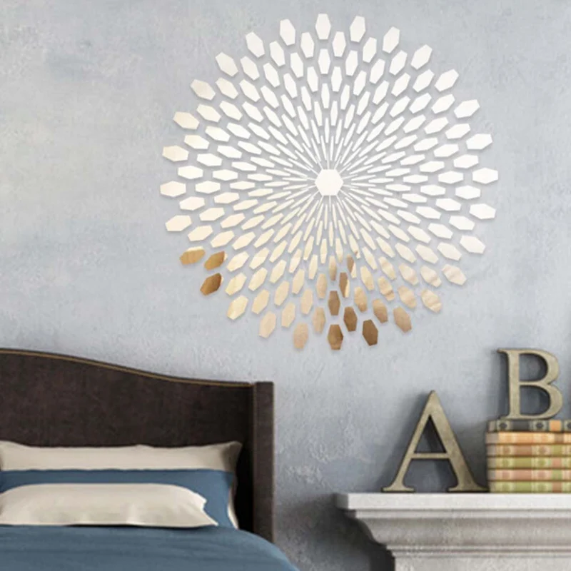 

New 3D Group Modern Acrylic Mirror Wall Stickers Adesivo De Parede Big Sticker Large Mirror Surface Wall Decor Vinyl Art