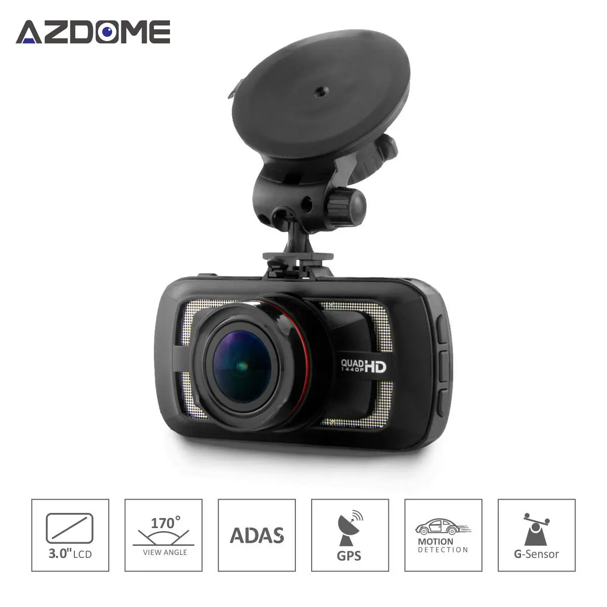 

Azdome DAB205 Ambarella A12 Car DVR Camera 2560*1440P Video Recorder 3.0 inch LCD Dash Cam 170 Degree Lens G-sensor ADAS