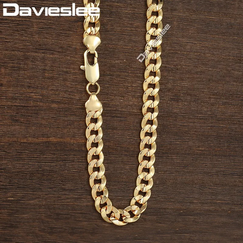 

Daiveslee Necklace For Mens Womens Chain Curb Link Silver 585 Rose Gold Filled Jewelry DLGN57