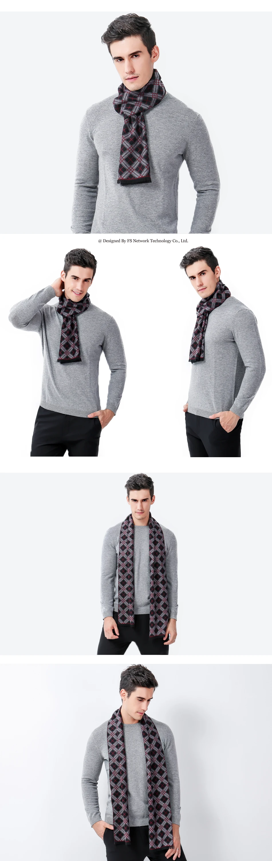 male scarf FS Winter Warm Scarves For Men Tartan Plaid Scarf Luxury Brand Designer Cashmere Wool Man 2018 Fashion Business Long Soft Shawl mens dress scarf