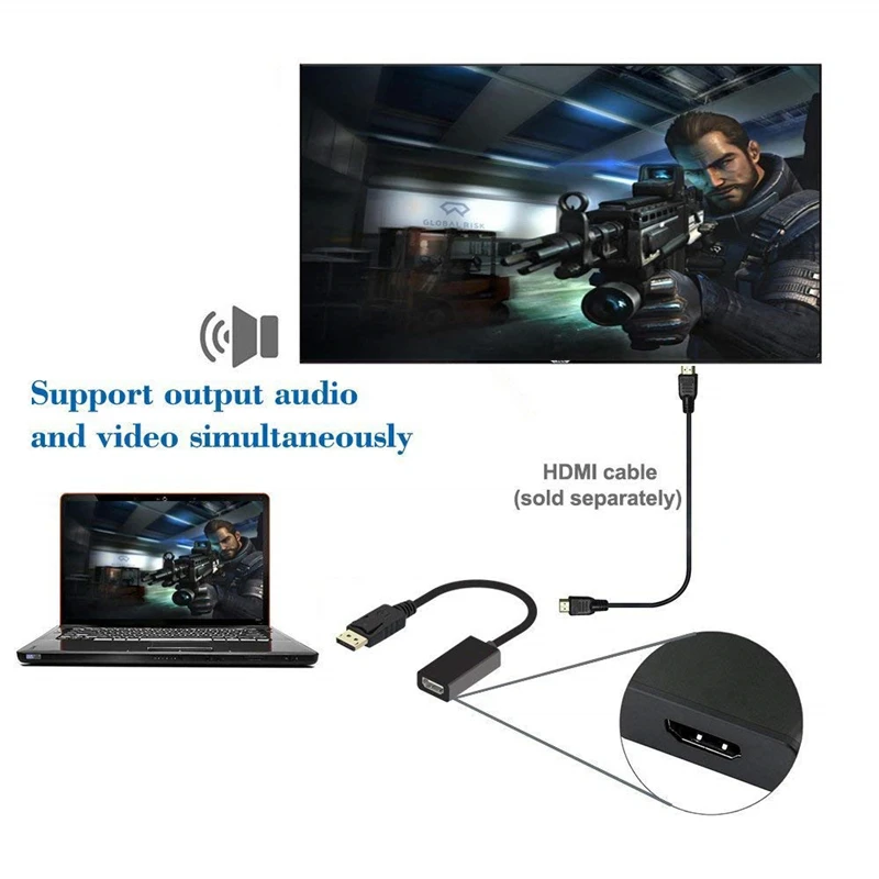 DP к HDMI 1080P позолоченный порт дисплея Женский мужскому HDTV кабель видео монитор