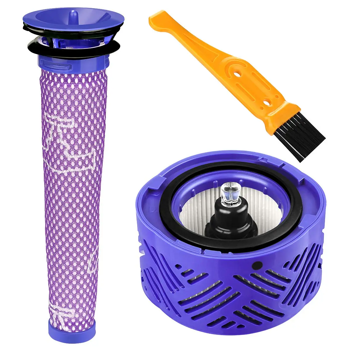 

1 pre-filter for Dyson V6 absolute cordless vacuum cleaner and 1 HEPA filter kit (with free cleaning brush)