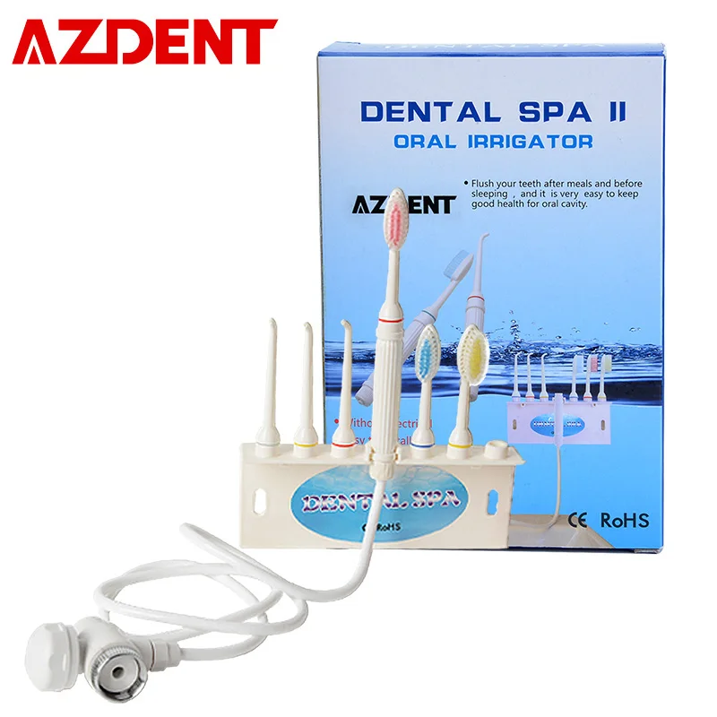 

AZDENT 6 Tips Water Oral Irrigator Faucet Dental Flosser Portable Water Jet Irrigation Pick Tooth Flossing with Teethbrush Heads